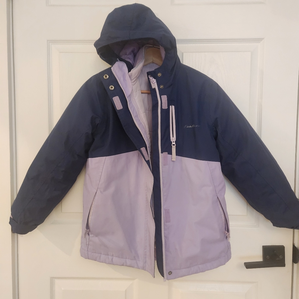 Eddie Bauer Girls coat purple ski coat 2 layer. 2 jackets in 1